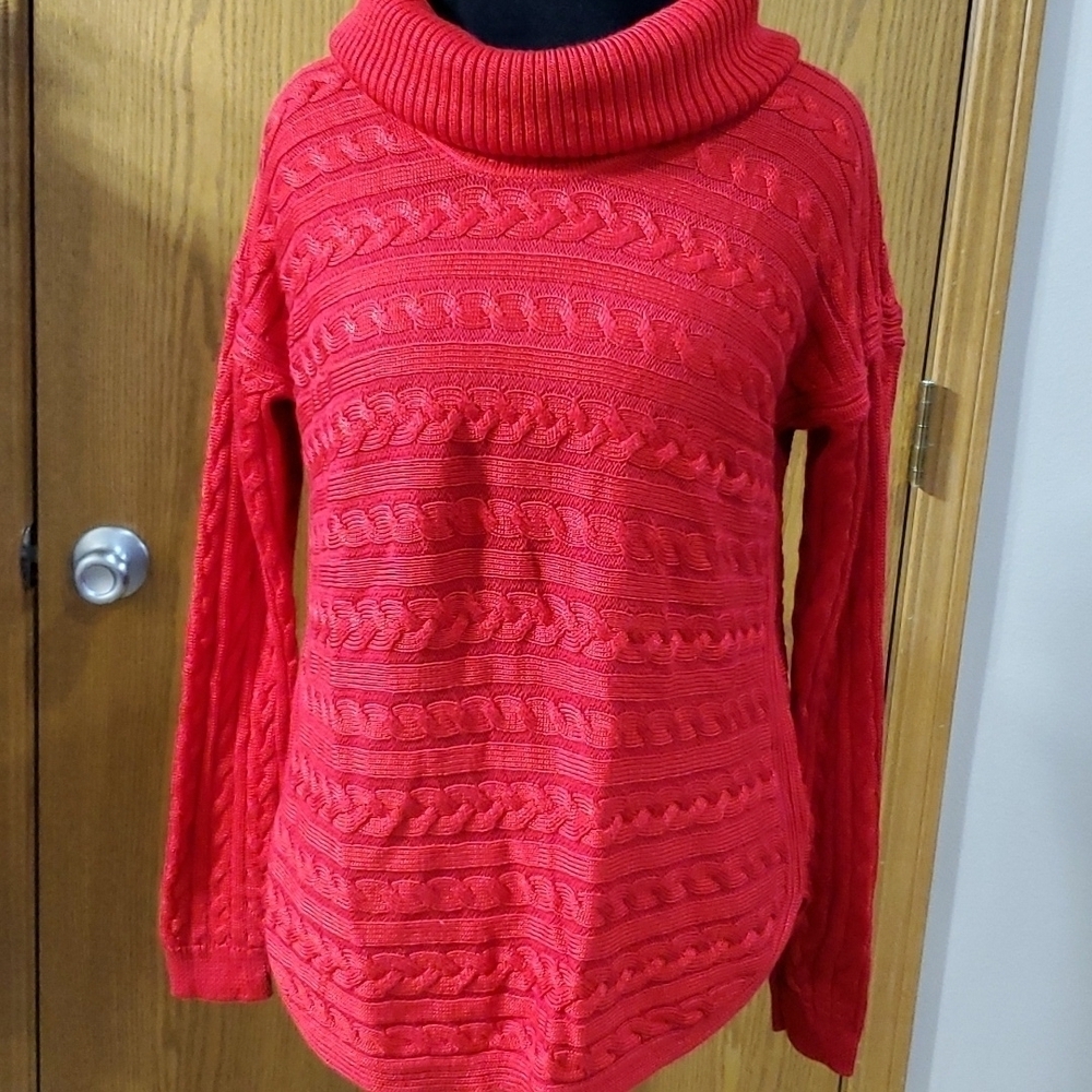 Lauren Ralph Lauren red cable knit cowl neck sweater